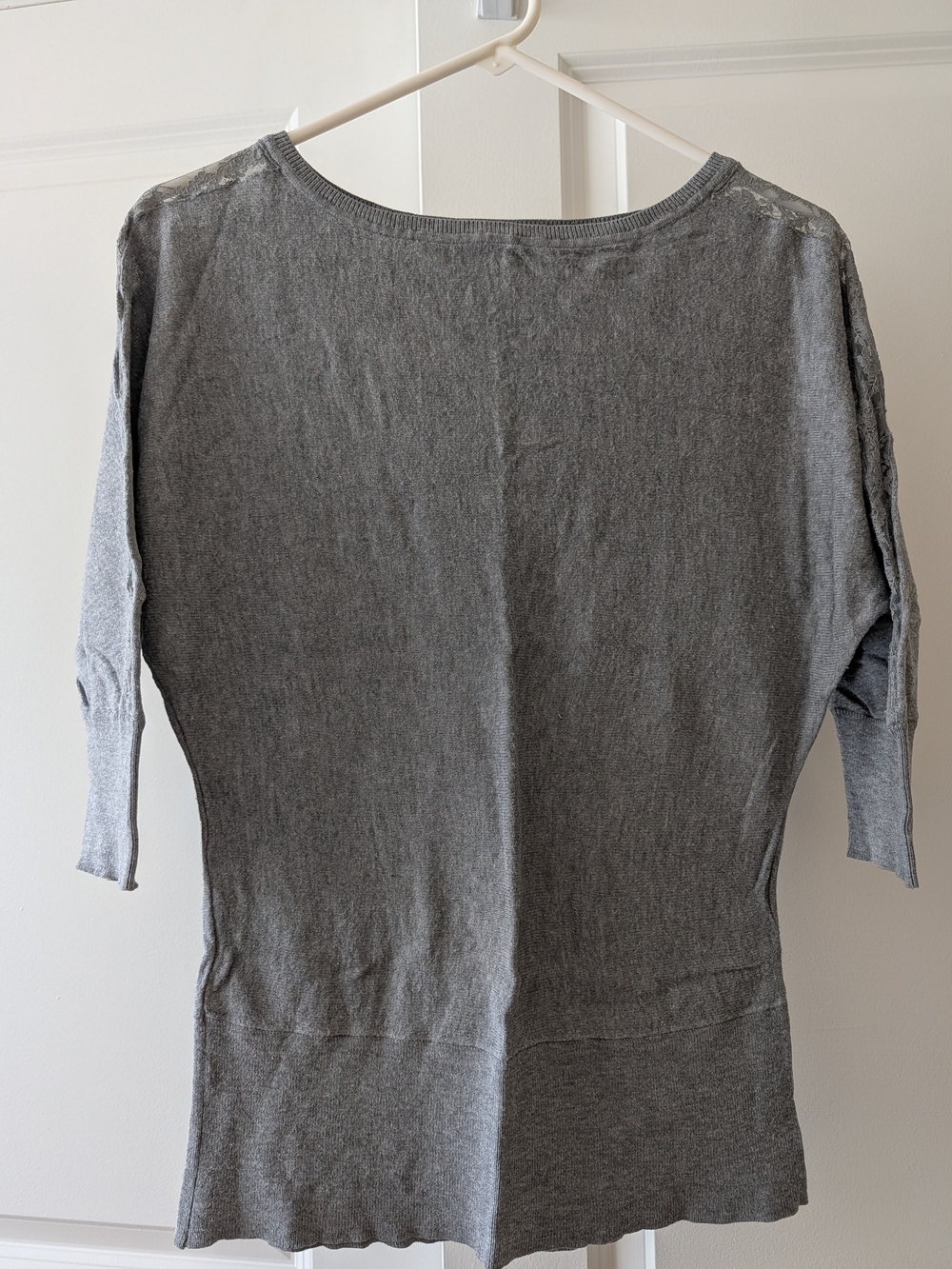 White House Black Market Classic Grey Women's Knit Top - Casual Boatneck